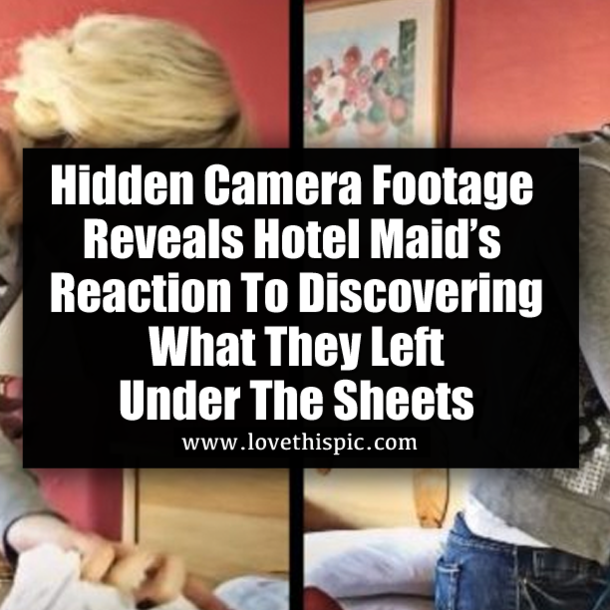 Hidden Camera Footage Reveals Hotel Maid’s Reaction To Discovering What They Left Under The Sheets