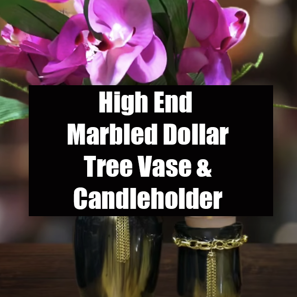 High End Marbled Dollar Tree Vase & Candleholder