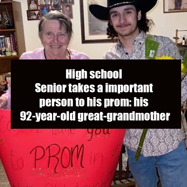 High school Senior takes a important person to his prom: his 92-year-old great-grandmother