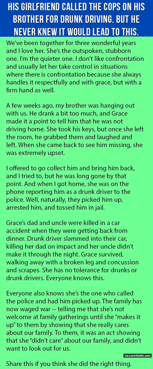 His Girlfriend Called The Cops On His Brother For Drunk Driving. But He Never Knew It Would Lead To This.