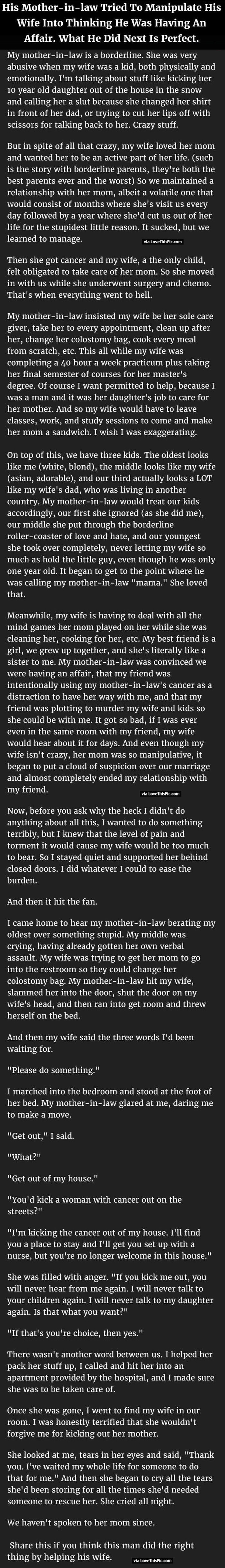 His Mother In Law Tried To Manipulate His WIfe Into Thinking He Was Having An Affair But What He Did Next Is Perfect