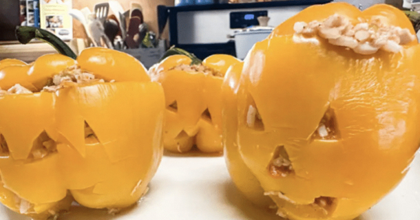 How To Make Jack-O-Lantern Stuffed Peppers Recipe - picture 2