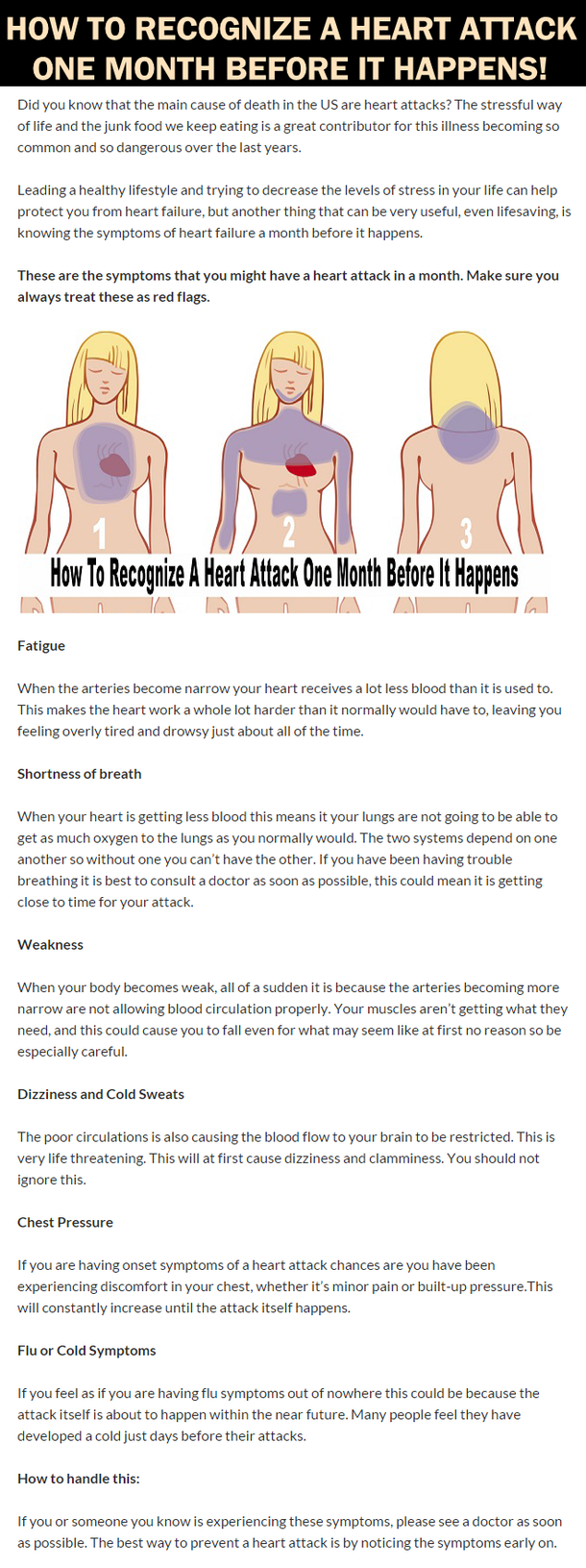 How To Recognize A Heart Attack One Month Before It Happens
