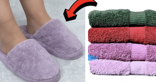 How to Transform Old Towels Into Slippers - picture 2