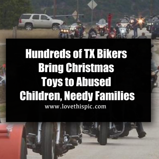 Hundreds of Bikers Bring Christmas Toys to Abused Children
