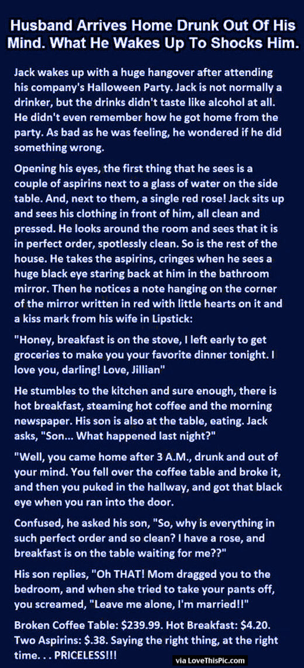 Husband Comes Home Drunk And Trashes The House But His Wife’s Reaction Was Quite A Shock.