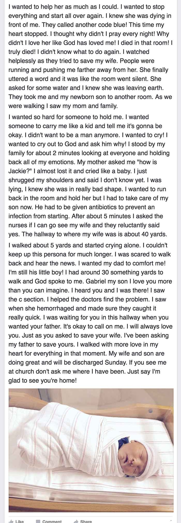 Husband Cries When His Pregnant Wife Was Dying In Front Of Him Then He Posts This On Facebook - picture 3