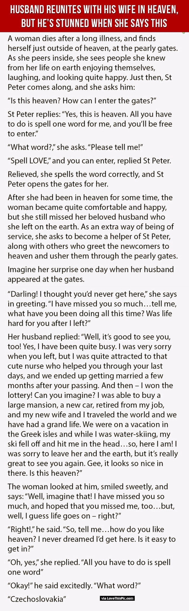 Husband Reunites With His Wife In Heaven, But He’s Stunned When She Says This