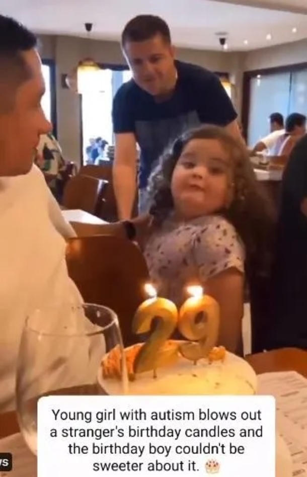 Kid with autism attempts to blow stranger’s birthday cake, the celebrant lets her do the honors with joy - picture 4