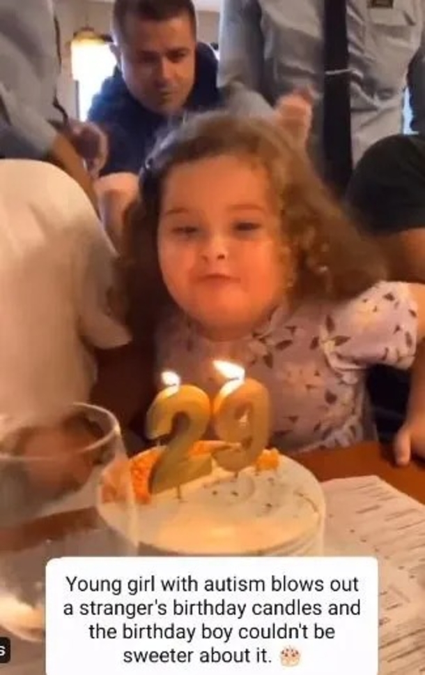 Kid with autism attempts to blow stranger’s birthday cake, the celebrant lets her do the honors with joy - picture 6
