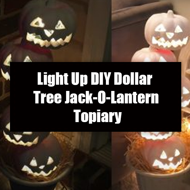 Light Up DIY Dollar Tree Jack-O-Lantern Topiary