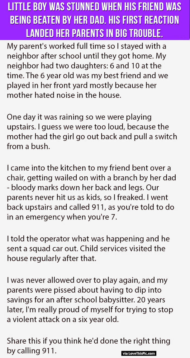 Little Boy Was Stunned When His Friend Was Being Beaten By Her Dad. His First Reaction Landed Her Parents In Big Trouble.