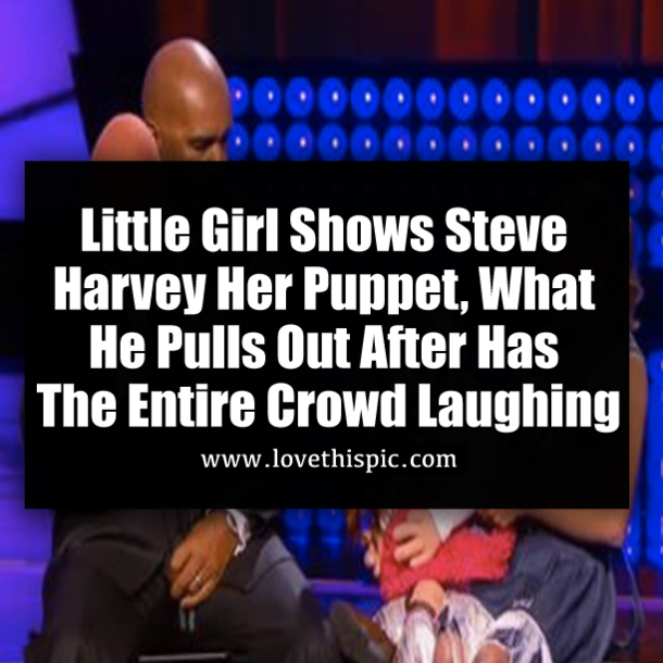 Little Girl Shows Steve Harvey Her Puppet, What He Pulls Out After Has The Entire Crowd Laughing