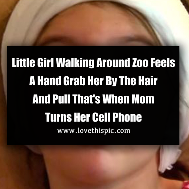 Little Girl Walking Around Zoo Feels A Hand Grab Her By The Hair, Then It Starts Pulling. That's When Mom Turns Her Cell Phone And Keeps Filming