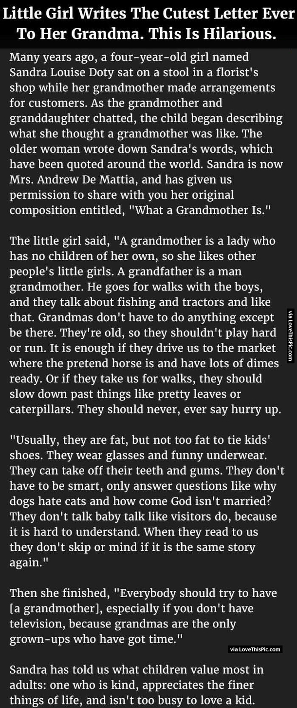 Little Girl Writes The Cutest Letter Ever To Her Grandma. This Is Hilarious.