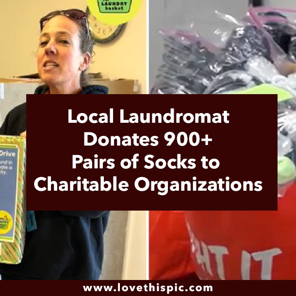 Local Laundromat Donates 900+ Pairs of Socks to Charitable Organizations