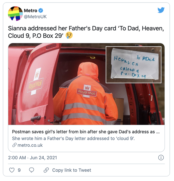 Mailman finds little girl who sent her Father a letter addressed to heaven - picture 3