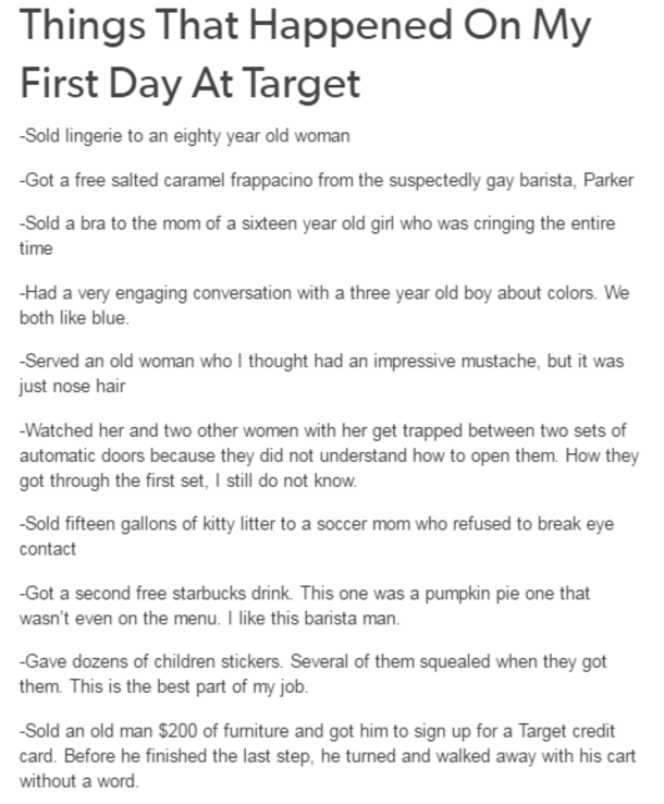 Man Documents His First Week Of Work At Target And It’s Amazing! - picture 3