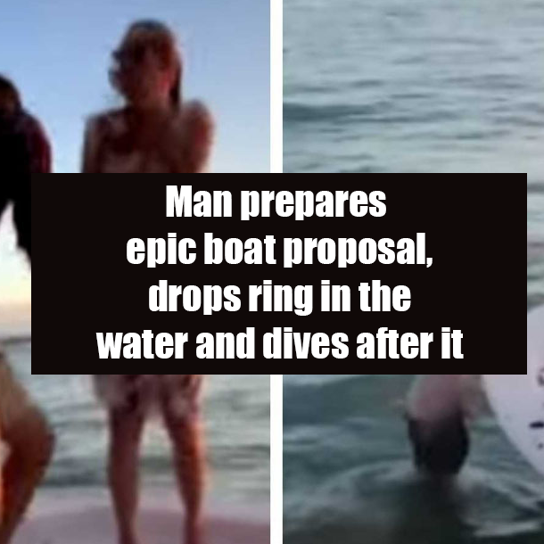 Man prepares epic boat proposal, drops ring in the water and dives after it