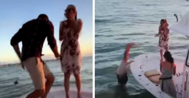 Man prepares epic boat proposal, drops ring in the water and dives after it - picture 2