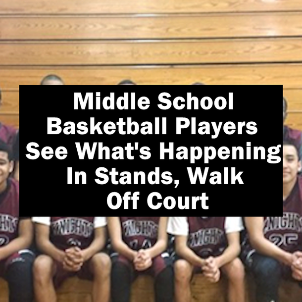 Middle School Basketball Players See What's Happening In Stands, Walk Off Court (Video)