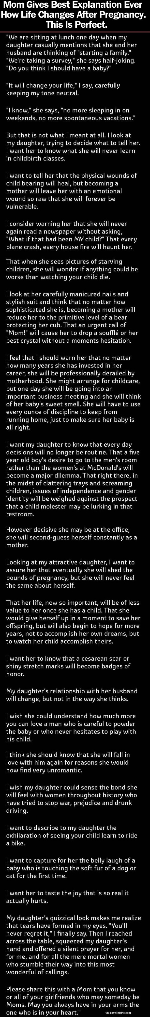 Mom Gives Best Explanation Ever How Life Changes After Pregnancy. This Is Perfect!