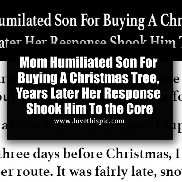 Mom Humiliated Son For Buying A Christmas Tree, Years Later Her Response Shook Him To the Core