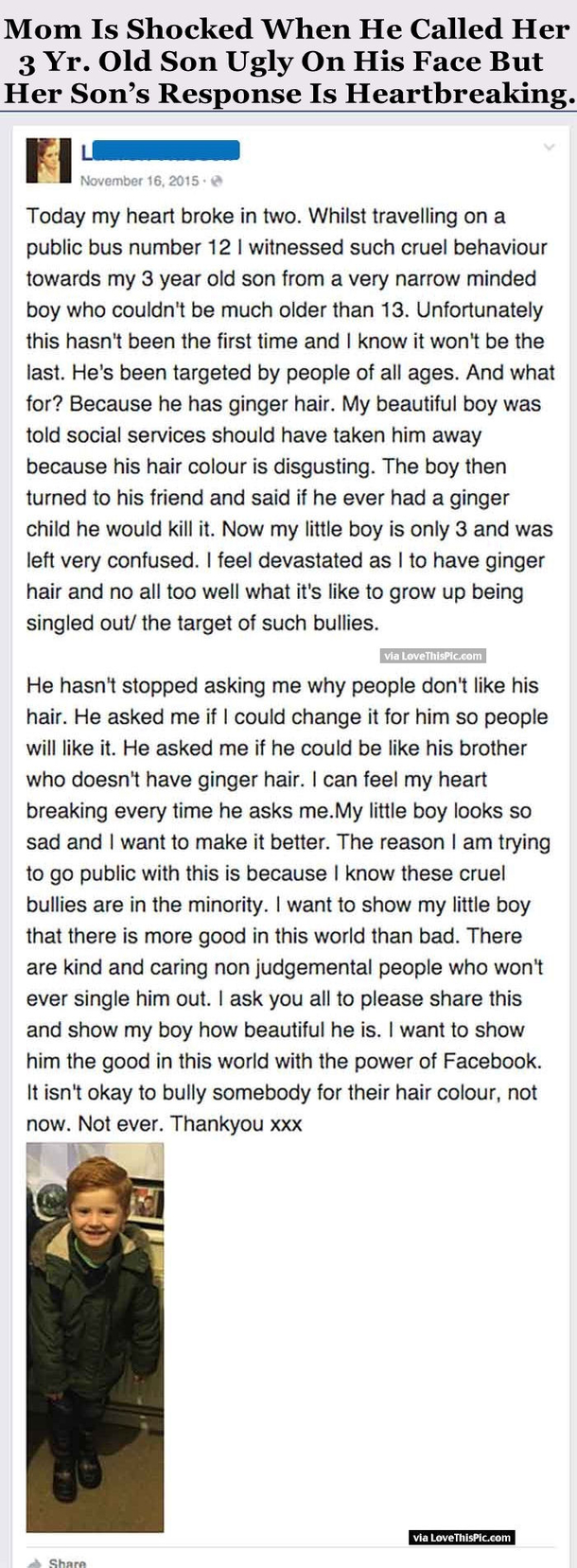 Mom Is Shocked When He Called Her 3 Yr. Old Son Ugly On His Face But Her Son’s Response Is Heartbreaking.