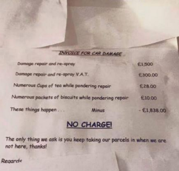 Mom Of 3-Year-Old Receives Surprising Note After Son Accidentally Dent's Neighbor's Car (Photo) - picture 2