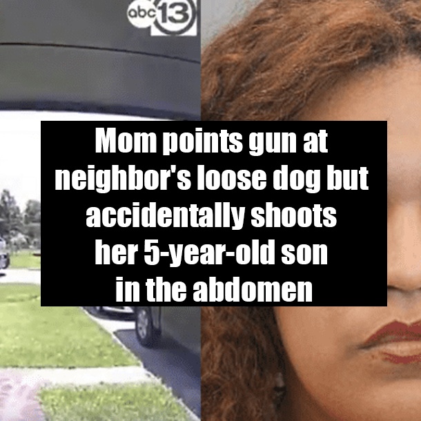 Mom points gun at neighbor's loose dog but accidentally shoots her 5-year-old son in the abdomen