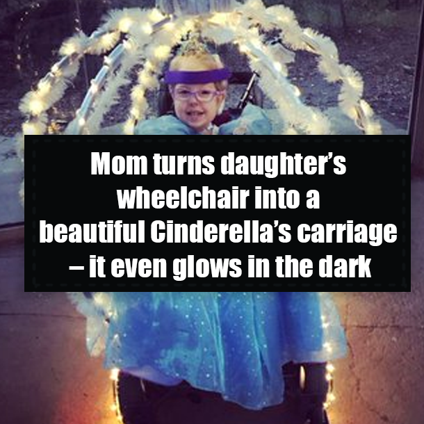Mom turns daughter’s wheelchair into a beautiful Cinderella’s carriage – it even glows in the dark