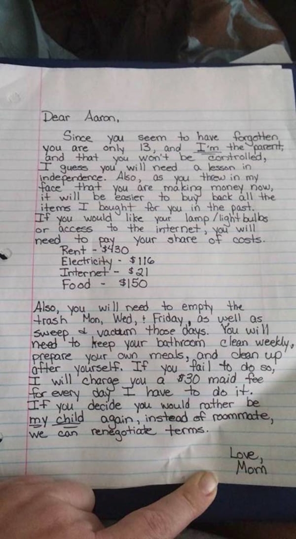 Mom writes her little son a note about his punishment, but accidentally uploads it on Facebook - picture 2