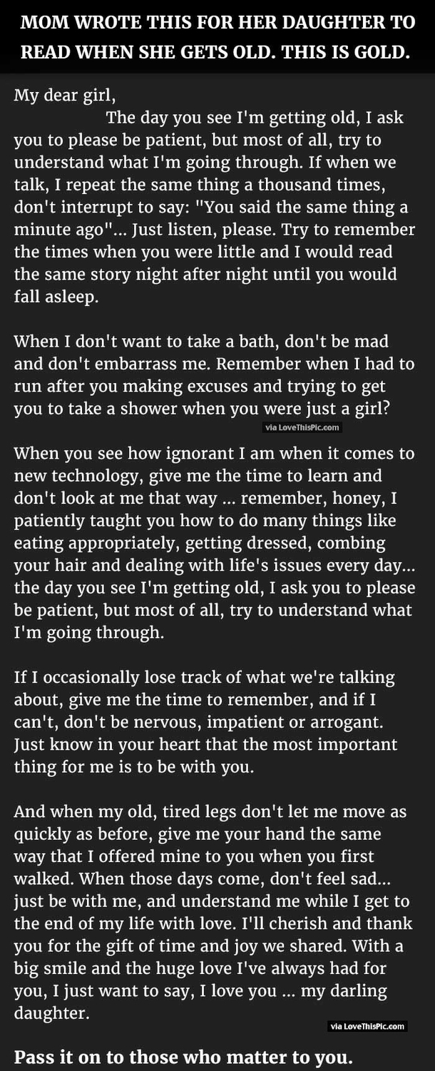 Mom Wrote This For Her Daughter To Read When She Gets Old. This Is Gold.