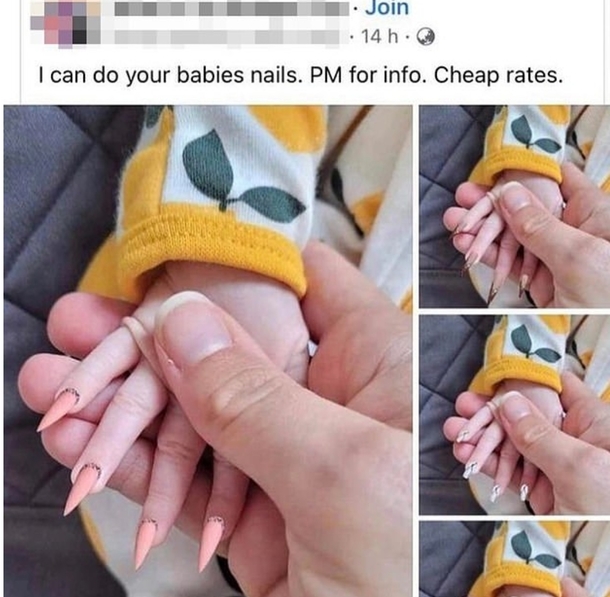Mother gives her baby full stiletto manicure and posts photos to social media offering them to others - picture 2
