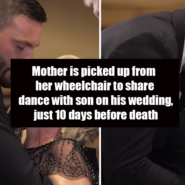 Mother is picked up from her wheelchair to share dance with son on his wedding, just 10 days before death