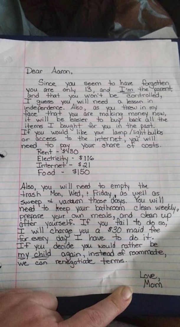 Mother Punishes Her Spoiled Son With Demanding Letter, Over 100,000 People Are Applauding Her - picture 2