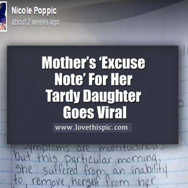 Mother’s ‘Excuse Note’ For Her Tardy Daughter Goes Viral