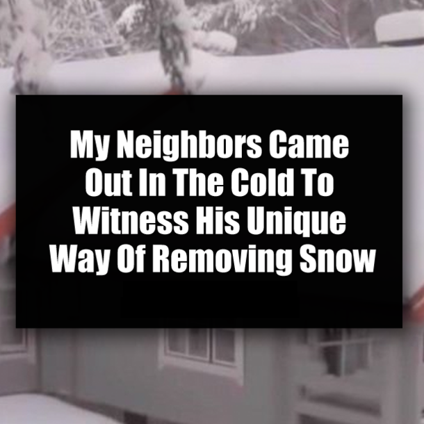 My Neighbors Came Out In The Cold To Witness His Unique Way Of Removing Snow