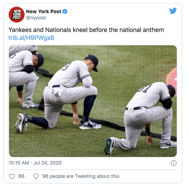 New York Yankees and Nationals decide to kneel before national anthem in support of Black Lives Matter - picture 4