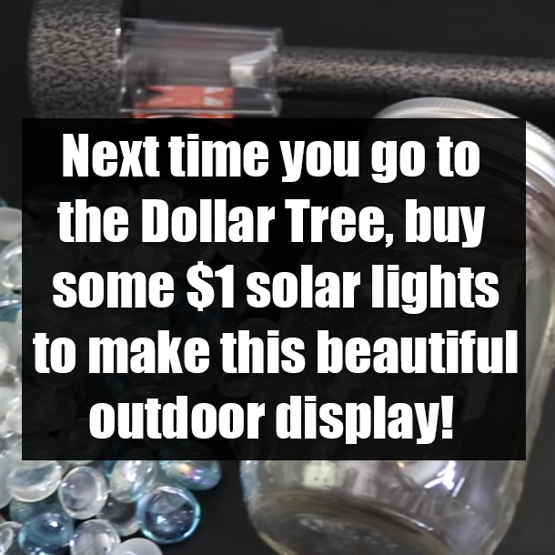 Next time you go to the Dollar Tree, buy some $1 solar lights to make this beautiful outdoor display!