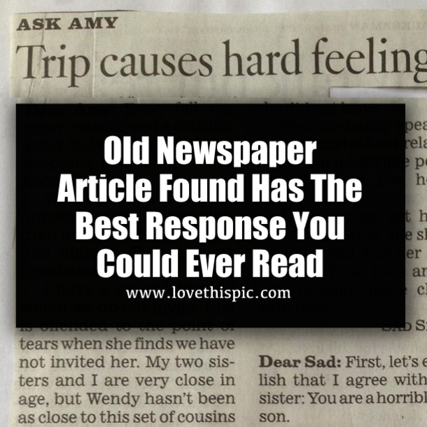 Old Newspaper Article Found Has The Best Response You Could Ever Read