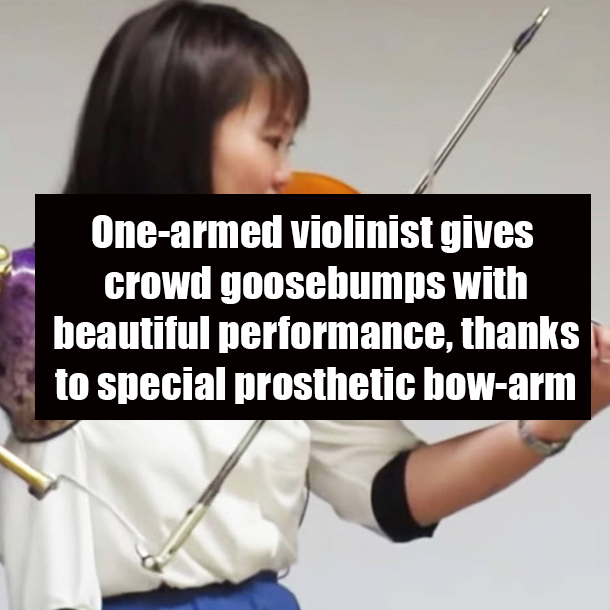 One-armed violinist gives crowd goosebumps with beautiful performance, thanks to special prosthetic bow-arm