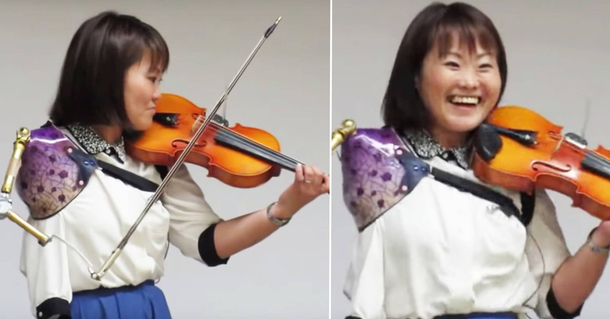 One-armed violinist gives crowd goosebumps with beautiful performance, thanks to special prosthetic bow-arm - picture 2