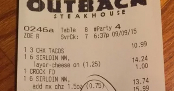 Outback Employees Hoped NOBODY Would Notice What They Wrote On Officers’ Receipt - picture 2
