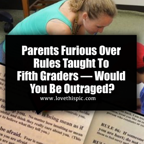 Parents Furious Over Rules Taught To Fifth Graders — Would You Be Outraged?
