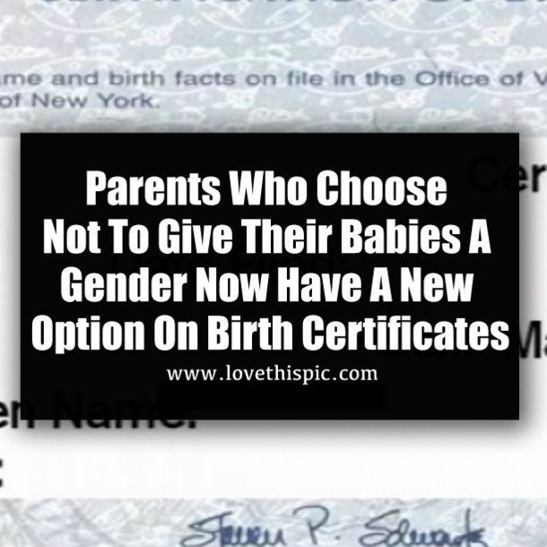 Parents Who Choose Not To Give Their Babies A Gender Now Have A New Option On Birth Certificates