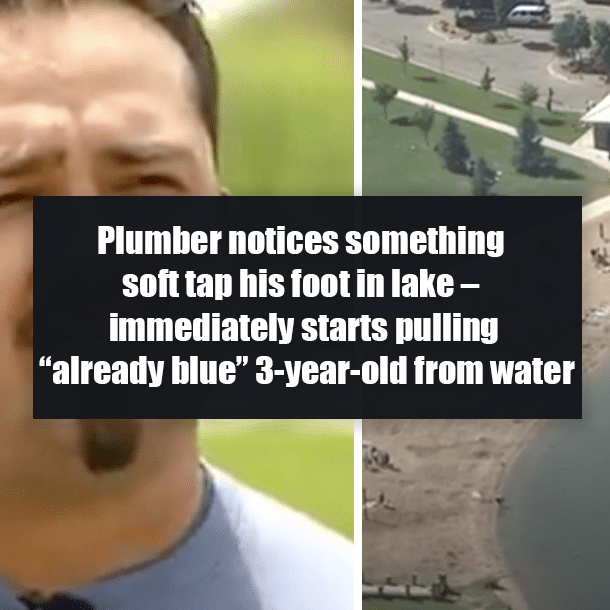 Plumber notices something soft tap his foot in lake – immediately starts pulling “already blue” 3-year-old from water
