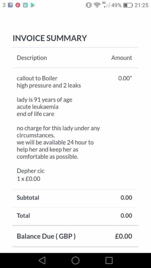 Plumber Repairs Boiler for Terminally Ill 91-Year-Old Woman, Refuses Payment - picture 3