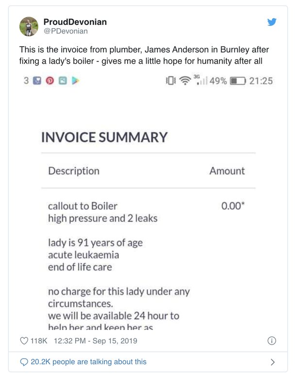 Plumber will not accept money from cancer-sick 91-year-old – becomes viral hero - picture 3