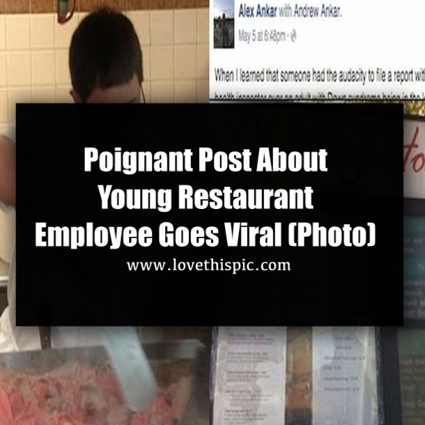 Poignant Post About Young Restaurant Employee Goes Viral (Photo)
